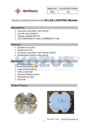 OSG43305J-R1W4 datasheet - PRODUCT SPECIFICATION FOR G4 LED LIGHTING Module Long life, easy installation
