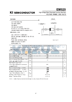 EM520 datasheet - High Voltage Glass Passivated Junction Rectifiers VOLTAGE RANGE : 2000 VOLTS