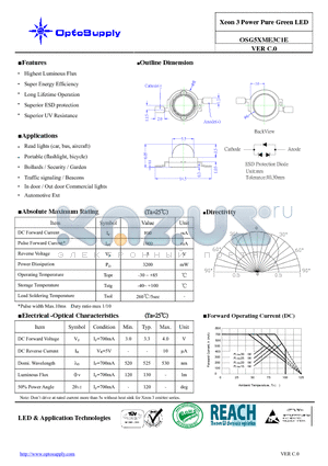 OSG5XME3C1E datasheet - Xeon 3 Power Pure Green LED