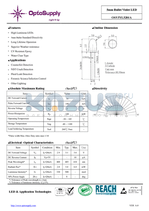 OSV5YL5201A datasheet - 5mm Bullet Violet LED