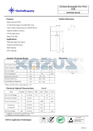 OSW5DL7BA1B datasheet - 2x3x4mm Rectangular Pure White LED