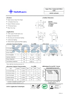 OSY5CAZ161D datasheet - Super Fllux Commerciiall Yellllow LED