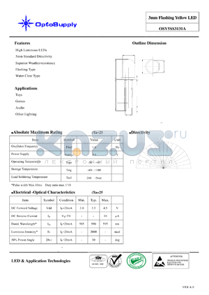 OSY5SS3131A datasheet - 3mm Flashing Yellow LED