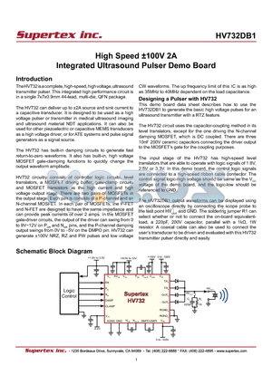 HV732DB1 datasheet - High Speed a100V 2A Integrated Ultrasound Pulser Demo Board