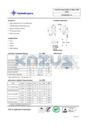 OSYBS4S2C1A datasheet - 3..5x2..8x1..9mm Yellllow & Bllue SMD LED