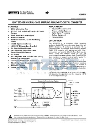 ADS8508IBDW datasheet - 12-BIT 250-KSPS SERIAL CMOS SAMPLING ANALOG-TO-DIGITAL CONVERTER