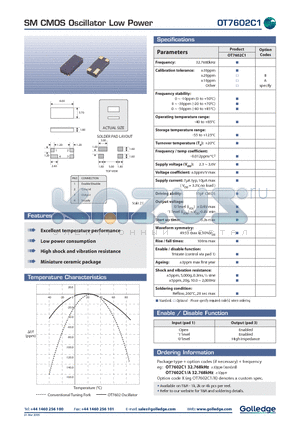 OT7602C1 datasheet - SM CMOS Oscillator Low Power