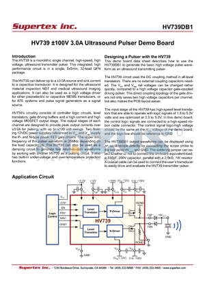 HV739DB1 datasheet - HV739 a100V 3.0A Ultrasound Pulser Demo Board