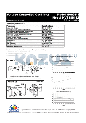 HV83SM-12 datasheet - Voltage Controlled Oscillator