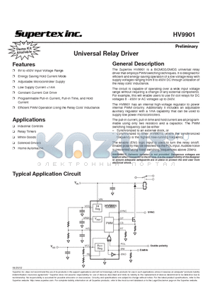 HV9901P datasheet - Universal Relay Driver