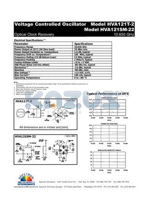 HVA121SM-22 datasheet - Voltage Controlled Oscillator