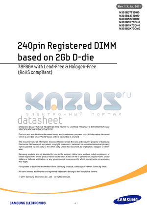 M393B2K70DM0 datasheet - 240pin Registered DIMM based on 2Gb D-die