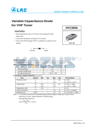 HVC300A datasheet - Variable Capacitance Diode for VHF Tuner