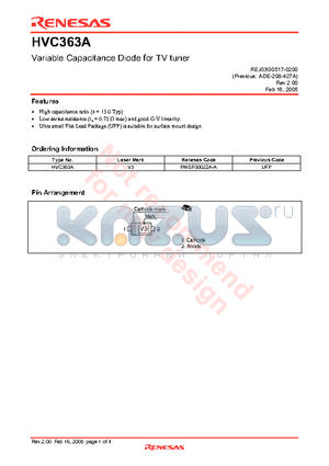 HVC363A datasheet - Variable Capacitance Diode for TV tuner