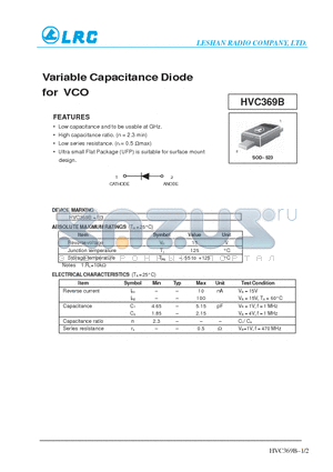 HVC369B datasheet - Variable Capacitance Diode for VCO