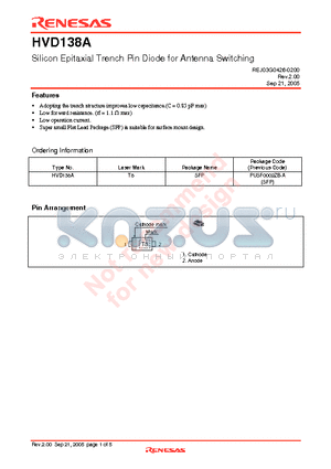 HVD138A datasheet - Silicon Epitaxial Trench Pin Diode for Antenna Switching