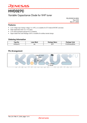 HVD327C datasheet - Variable Capacitance Diode for VHF tuner