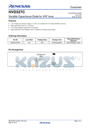 HVD327CKRU datasheet - Variable Capacitance Diode for VHF tuner