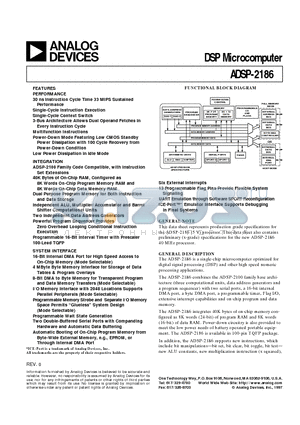 ADSP-2186 datasheet - DSP Microcomputer