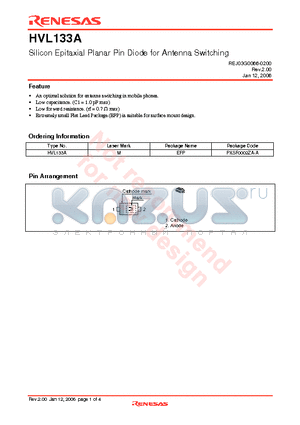 HVL133A datasheet - Silicon Epitaxial Planar Pin Diode for Antenna Switching