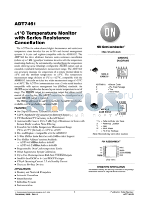 ADT7461ARMZ-REEL datasheet - a1 Temperature Monitor with Series Resistance Cancellation