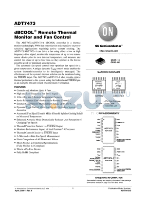 ADT7473ARQZ-001 datasheet - dBCOOL Remote Thermal Monitor and Fan Control