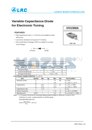 HVU300A datasheet - Variable Capacitance Diode for Electronic Tuning