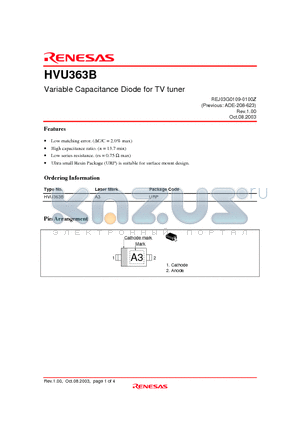 HVU363B datasheet - Variable Capacitance Diode for TV tuner