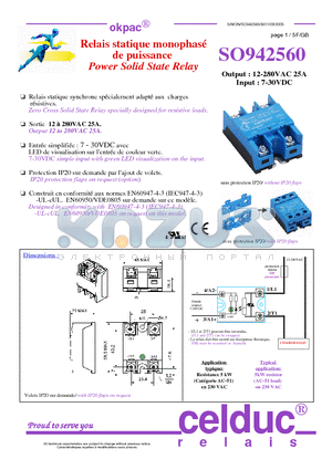 SO942560 datasheet - Power Solid State Relay