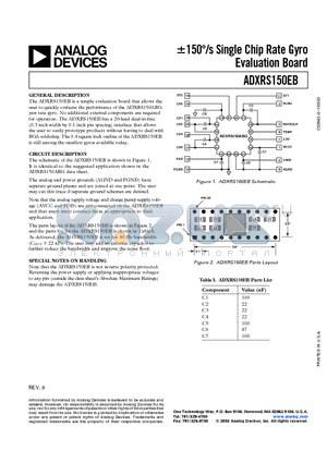 ADXRS150EB datasheet - 150/s Single Chip Rate Gyro Evaluation Board