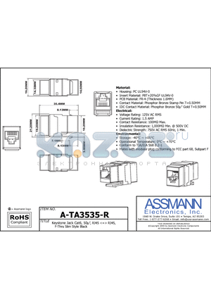 AE10094 datasheet - Keystone Jack Cat6