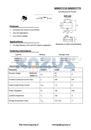 SOT-323 datasheet - Schottky Barrier Diodes