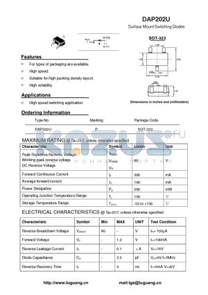 SOT-323 datasheet - Surface Mount Switching Diodes