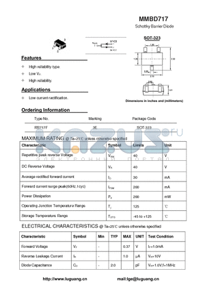 SOT-323 datasheet - Schottky Barrier Diode