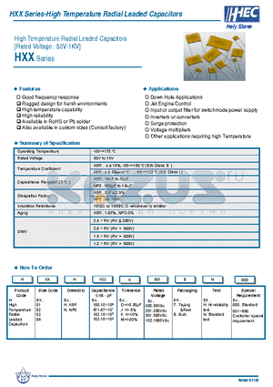 HXX datasheet - High Temperature Radial Leaded Capacitors