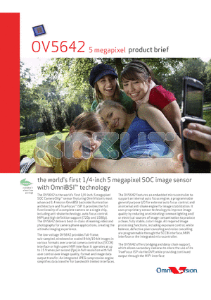 OV05642-A63A datasheet - the world first 1/4-inch 5 megapixel SOC image sensor