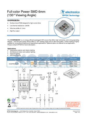 OVSPRGBCR4 datasheet - Full-color Power SMD 6mm (130` Viewing Angle)