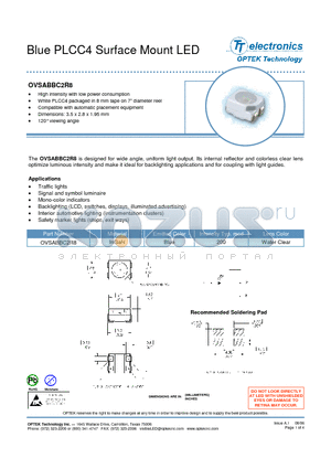 OVSABBC2R8 datasheet - Blue PLCC4 Surface Mount LED