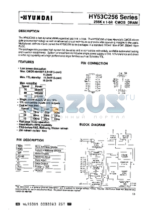 HY53C256LS datasheet - 256K x 1-Bit CMOS DRAM