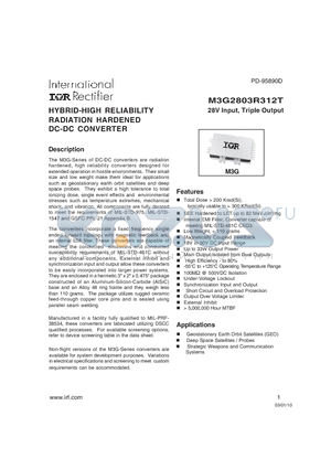 M3G2803R312T datasheet - HYBRID-HIGH RELIABILITY RADIATION HARDENED DC-DC CONVERTER