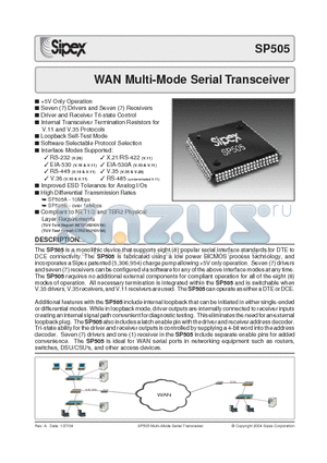 SP505ACF datasheet - WAN Multi-Mode Serial Transceiver