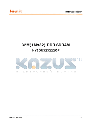 HY5DU323222QP-6 datasheet - 32M(1Mx32) DDR SDRAM