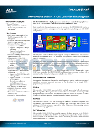 OXUFS946DSE datasheet - Dual SATA RAID Controller with Encryption