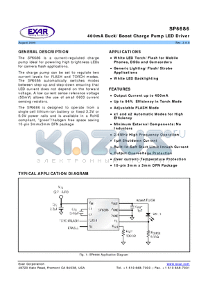 SP6686 datasheet - 400mA Buck/Boost Charge Pump LED Driver