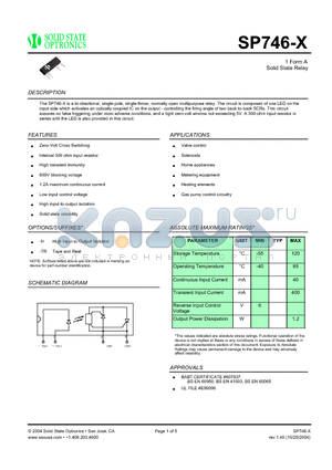 SP746-X datasheet - 1 Form A Solid State Relay