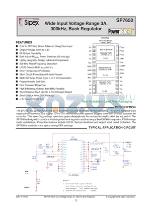 SP7650_06 datasheet - Wide Input Voltage Range 3A, 300kHz, Buck Regulator