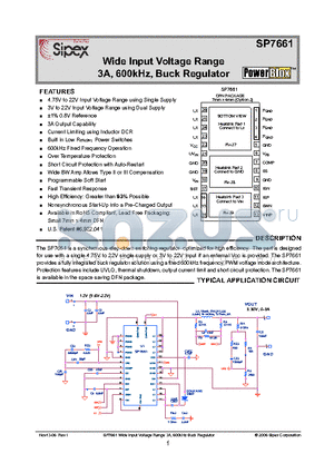 SP7661 datasheet - Wide Input Voltage Range 3A, 600kHz, Buck Regulator