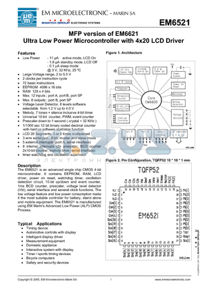 EM6521 datasheet - 4 bit Microcontroller