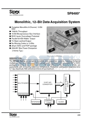 SP8480JS datasheet - Monolithic, 12-Bit Data Acquisition System