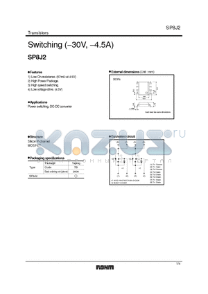 SP8J2 datasheet - Switching (−30V, −4.5A)